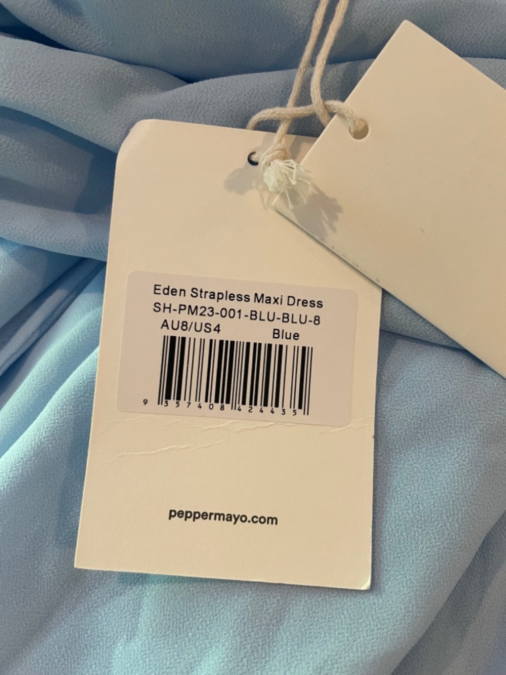 NWT PEPPERMAYO EDEN STRAPLESS MAXI DRESS IN LIGHT BLUE SIZE 4! - Picture 4 of 8